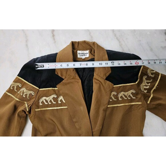 Vintage Rare 90s Stephanie Queller Mustard Brown Jacket, Size 4, Made In USA - Picture 3 of 9